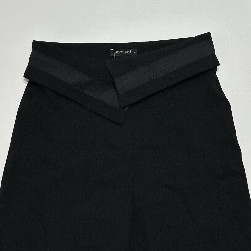 NWT Nocturne Womens Size M 38 Black Casual Flare Pants $115 Turkey Polyester New